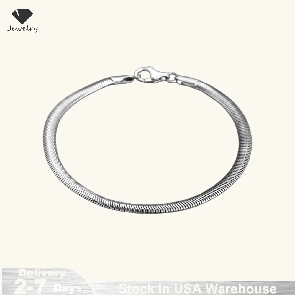 

New 925 sterling silver Snake Chain Bracelet For Women Men Classic Gold Charm Bracelets Jewellery Wholesale Stock in USA