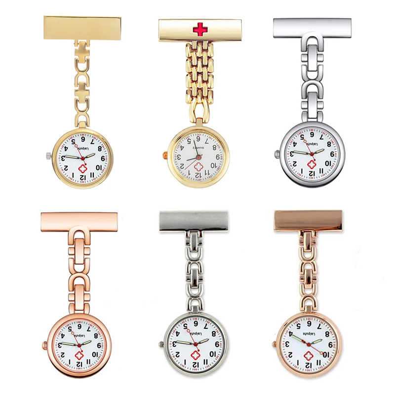 Reloj de bolsillo médico luminoso portátil para hombres y mujeres, reloj de bolsillo colgante creativo, oro rosa, alta calidad