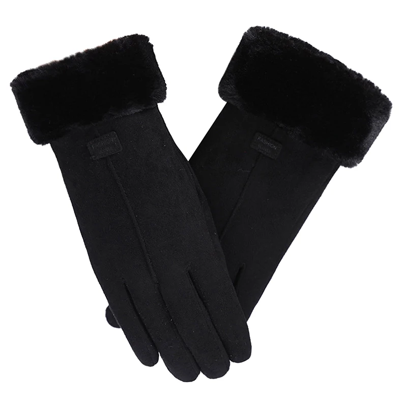 Moda mujer Otoño Invierno guantes gruesos de felpa lindos guantes cálidos peludos guantes de pantalla táctil de dedo completo guantes deportivos al aire libre para mujer