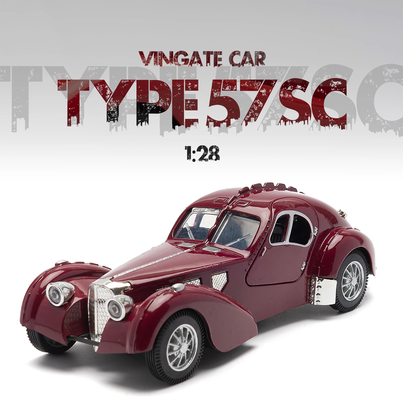 1:28 legierung Typ 57SC Vintage Sport Auto Modell Klassische Pull Zurück Auto Miniatur Fahrzeug Replik Für Sammlung Geschenk für Kinder