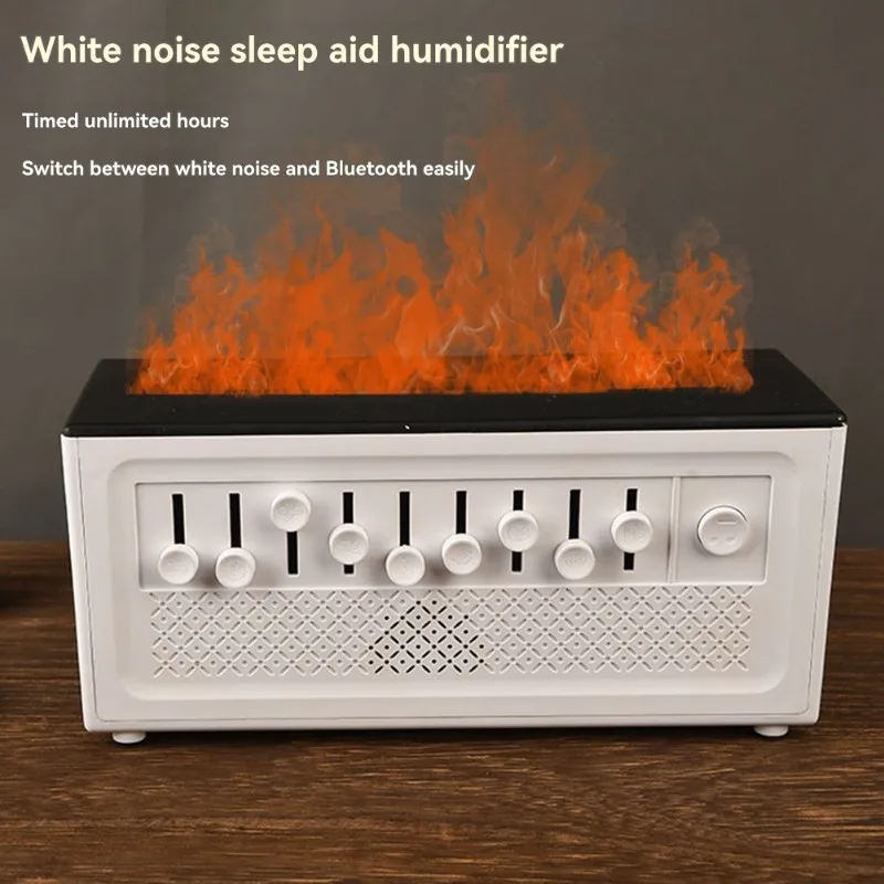【HOT-PRICE!】Aromatherapy Humidifier With Bluetooth Speaker White Noise Machine Multifunctional Flame Diffuser EU Plug