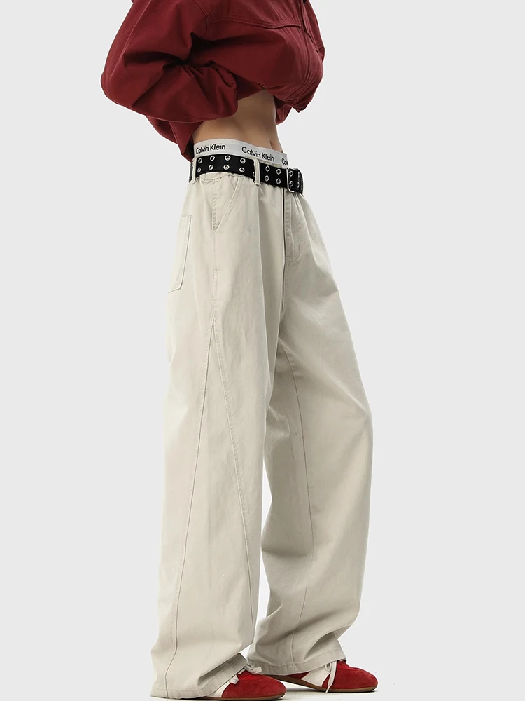 

Американские свободные широкие брюки для мужчин, летние тонкие прямые повседневные длинные брюки, модная рабочая одежда в стиле lazy style