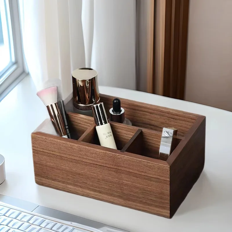 Black Walnut Office Desktop Finishing Storage Box Stationery Storage Box Household Multifunctional Jewelry Remote Control Storag