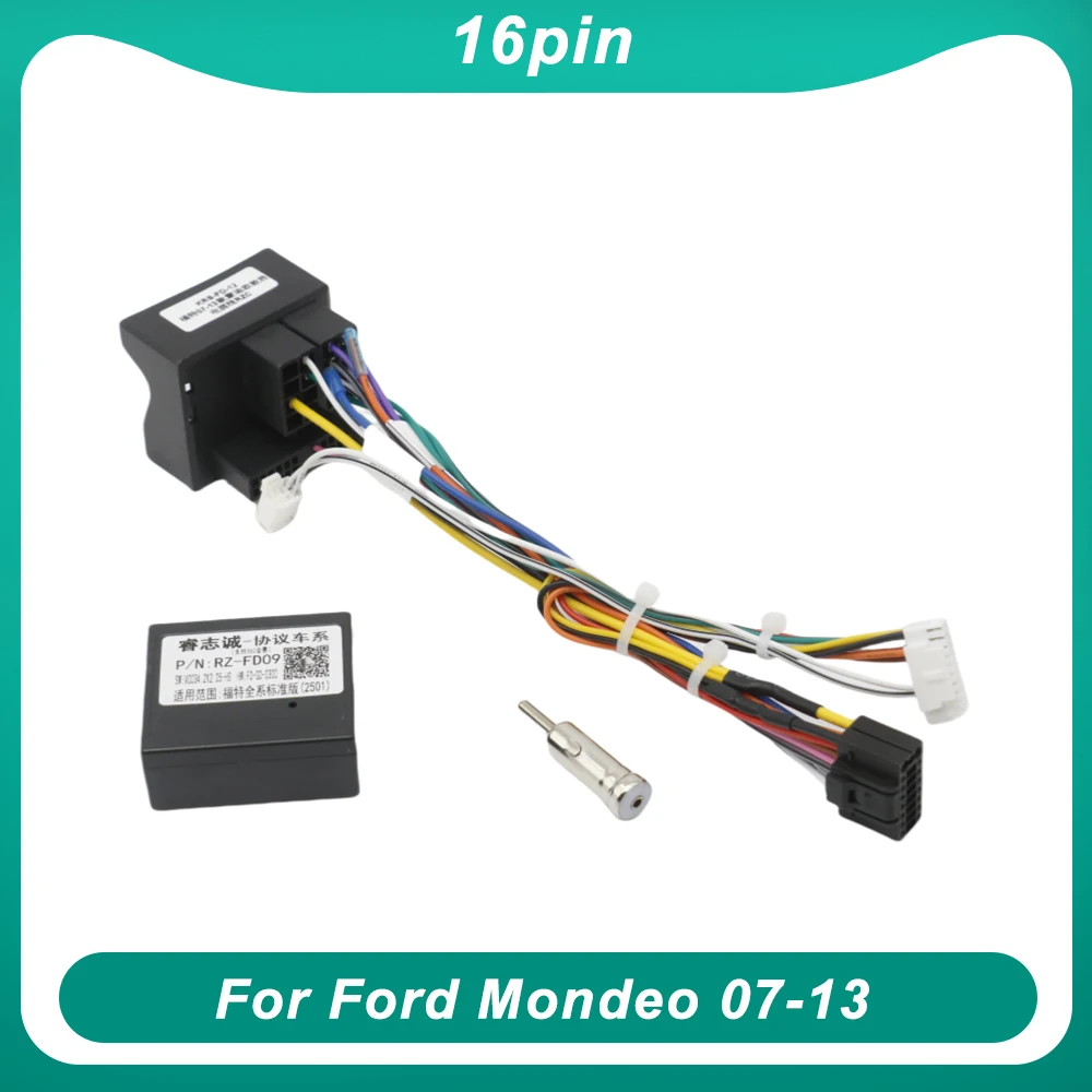

16-контактный жгут проводов, декодер шины CAN, автомобильный кабель Ford Mondeo 07-13, для радиоприемника Android