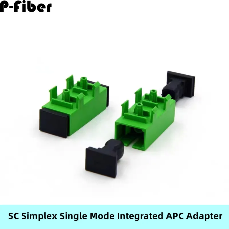 SC adapter SCAPC simplex single mode integrated  green fiber optic flange coupler adapter, fixable