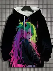 Cartoon Sexy Bad Girl Men's hoodie Autumn Casual Long Sleeve Pullover 3D Print Tops Fashion Casual New Streetwear Men's Hooded