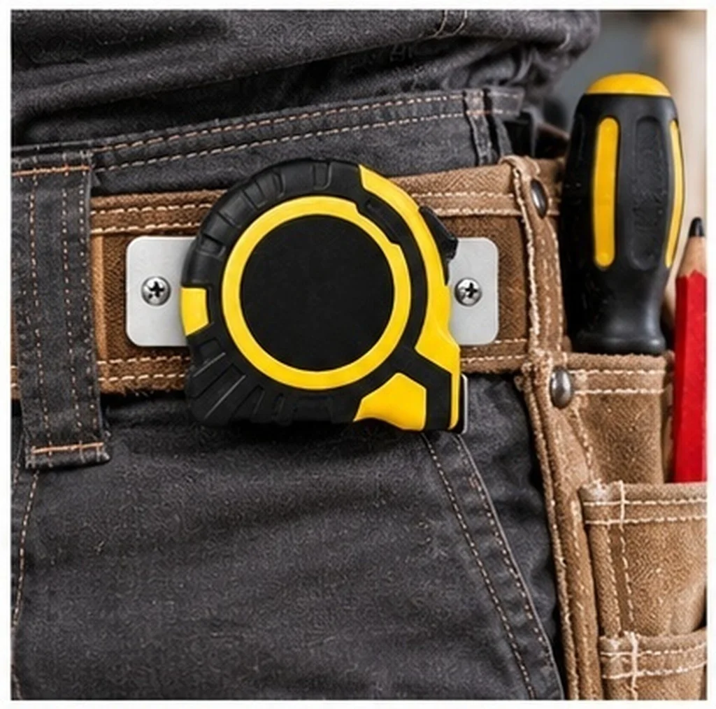 10Pcs Robust Iron Tape Measure Holder Clip for Belt Tool Belt Pocket Wall Mount Easy Install Compact Portable Convex Shape Long