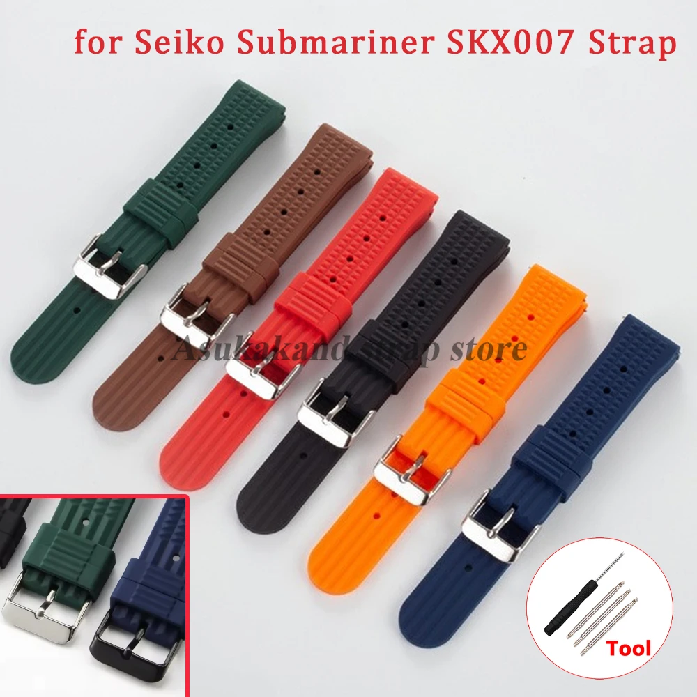 20mm 22mm Premium Soft Rubber Waffle Watchband Strap for Seiko PROSPEX SKX007 Water Ghost Sport Watchband Women Men Wristband