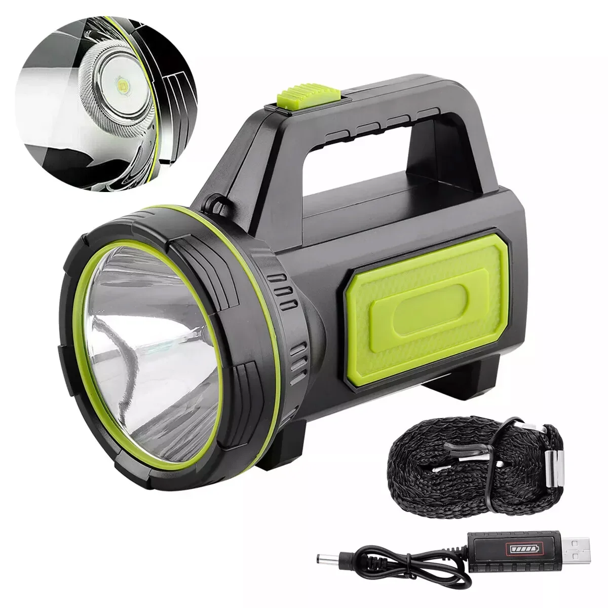 LED Searchlight Hand Torch Work Light Lamp USB Rechargeable Spotlight Flashlight