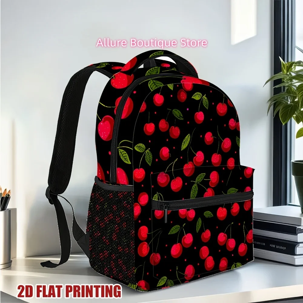 1pc Cherry Delight Design Backpack, Comfortable Carrying Design, Ideal for Business Trips and Daily Use, for Teenager