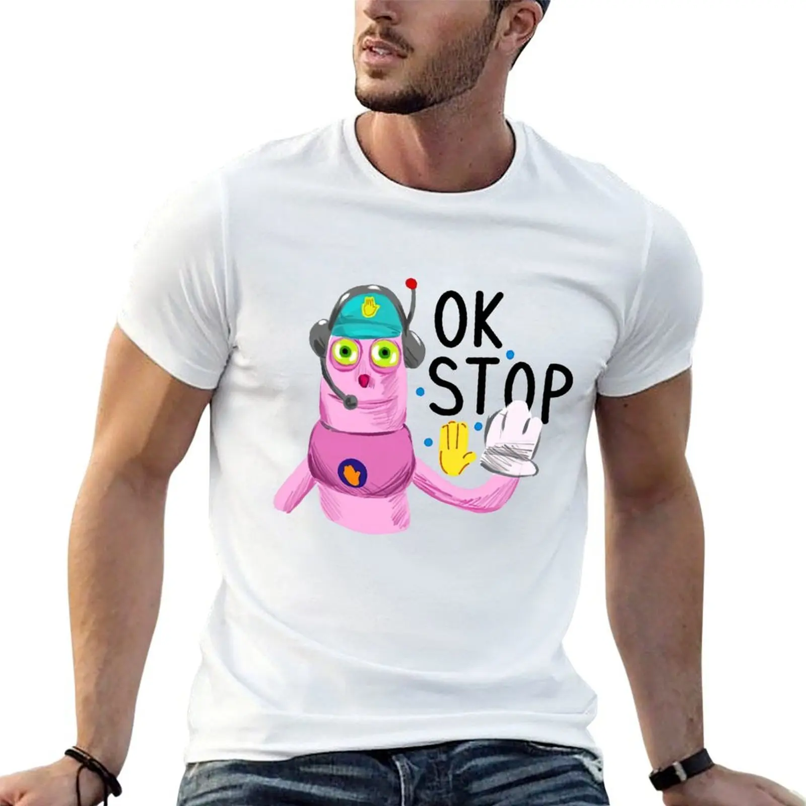

DHMIS ok stop T-Shirt man tshirt t shirts for man cotton soft man t shirt graphic T-shirt