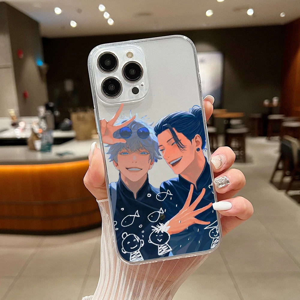 Jujutsu Kaisen Gojo Satoru Phone Case For iPhone 14 13 12 11 15 Pro Max 13Mini SE X XR XS Max 15Plus Transparent Covers Fundas