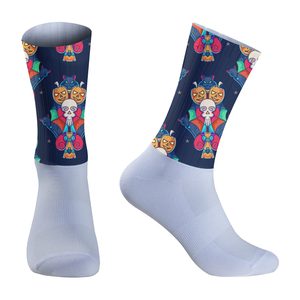 Chaussettes de cyclisme coordonnantes en silicone, accessoire de sport professionnel, sans couture, nouvelle collection 2024