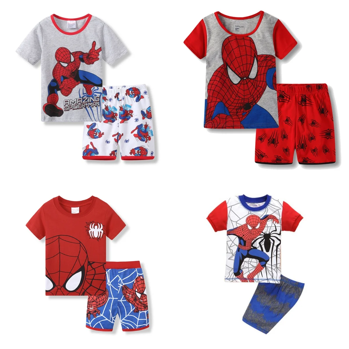 New Kids Pyjamas Spider Cartoon Boys Girl Children Sleepwear Baby Set Girls Short sleeved Pijamas Boy Cotton Nightwear Sets