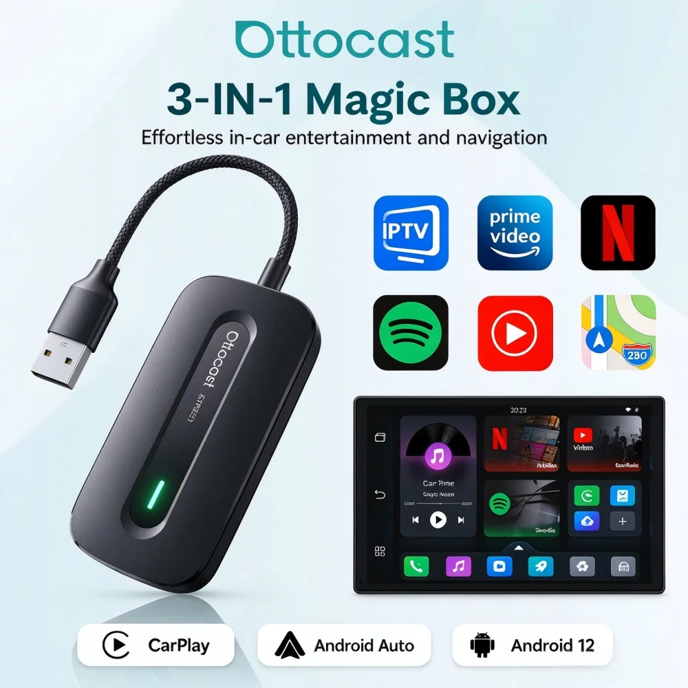 Ottocast Wireless CarPlay Play2Video Express Android Auto Adapter for Youtube Netflix for Volvo Chevrolet VW Car Accessories
