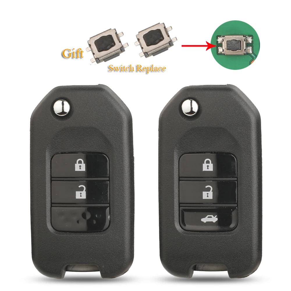 Jingyuqin 2/3 Buttons Car Remote Key Shell Case For Honda Civic Accord City CR-V Jazz XR-V Vezel HR-V FRV Spirior JADE fob