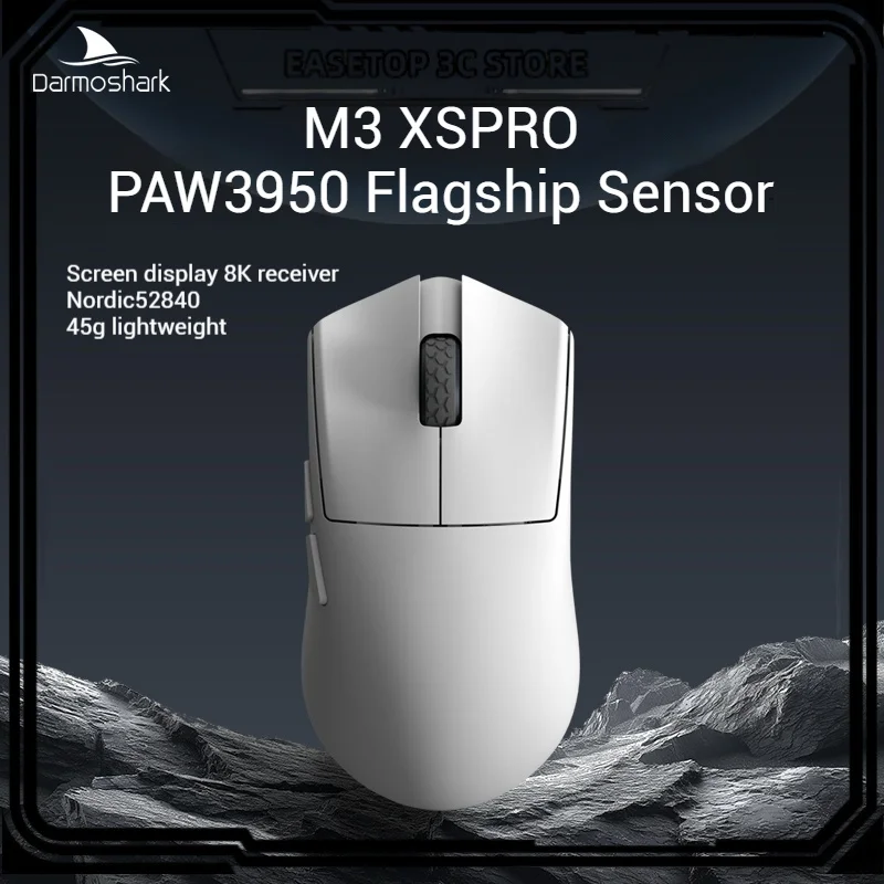 

Darmoshark M3xsPro Gaming Mouse Tri-Mode PAW3950 Flagship Sensor NORDIC52840 TTC 30000DPI 45g E-sports Lightweight Gaming Mouse
