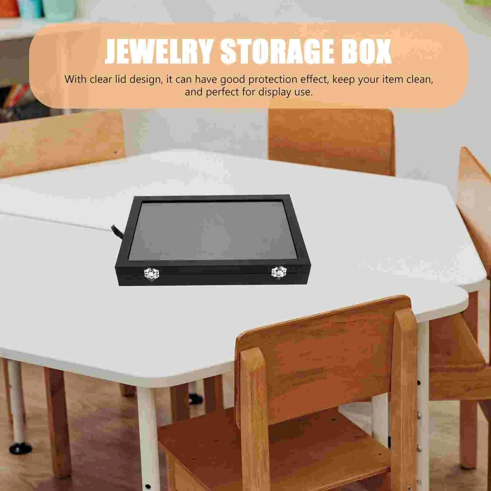 Jewelry Display Box Brooch Display Case Desktop Badge Earrings Bracelet Holder with Lid pin display case