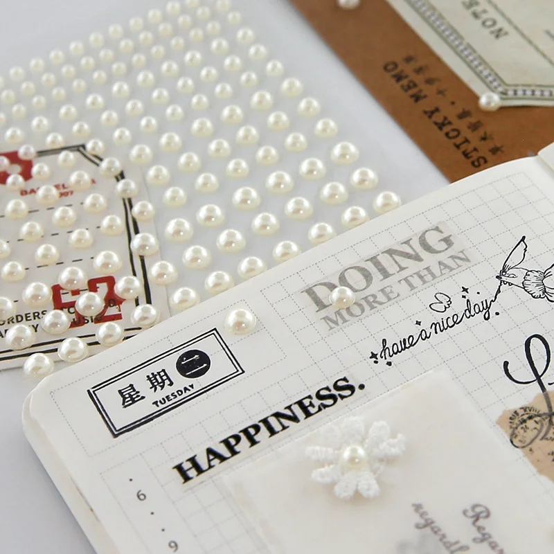 White Half Round Pearls Stickers Pearl Chains Self-Adhesive For Decorative Car Phone Case Nail Art Scrapbooking DIY Accessories