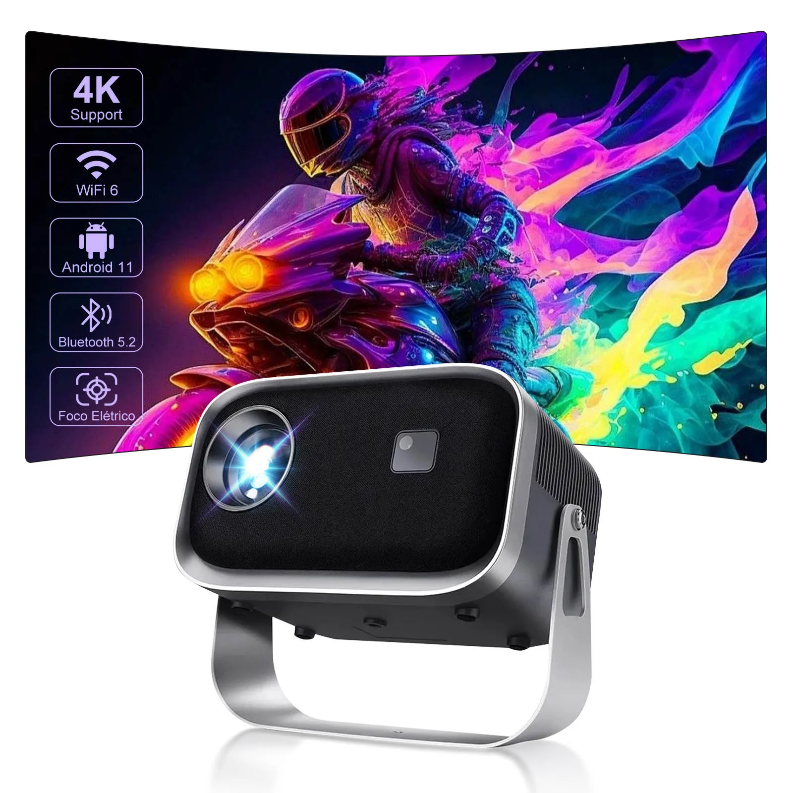 Salange Projector P28B Mini Home Theater Android 11 Free-Style Placement Projection Support Samsung Xiaomi iPhone Smartphone