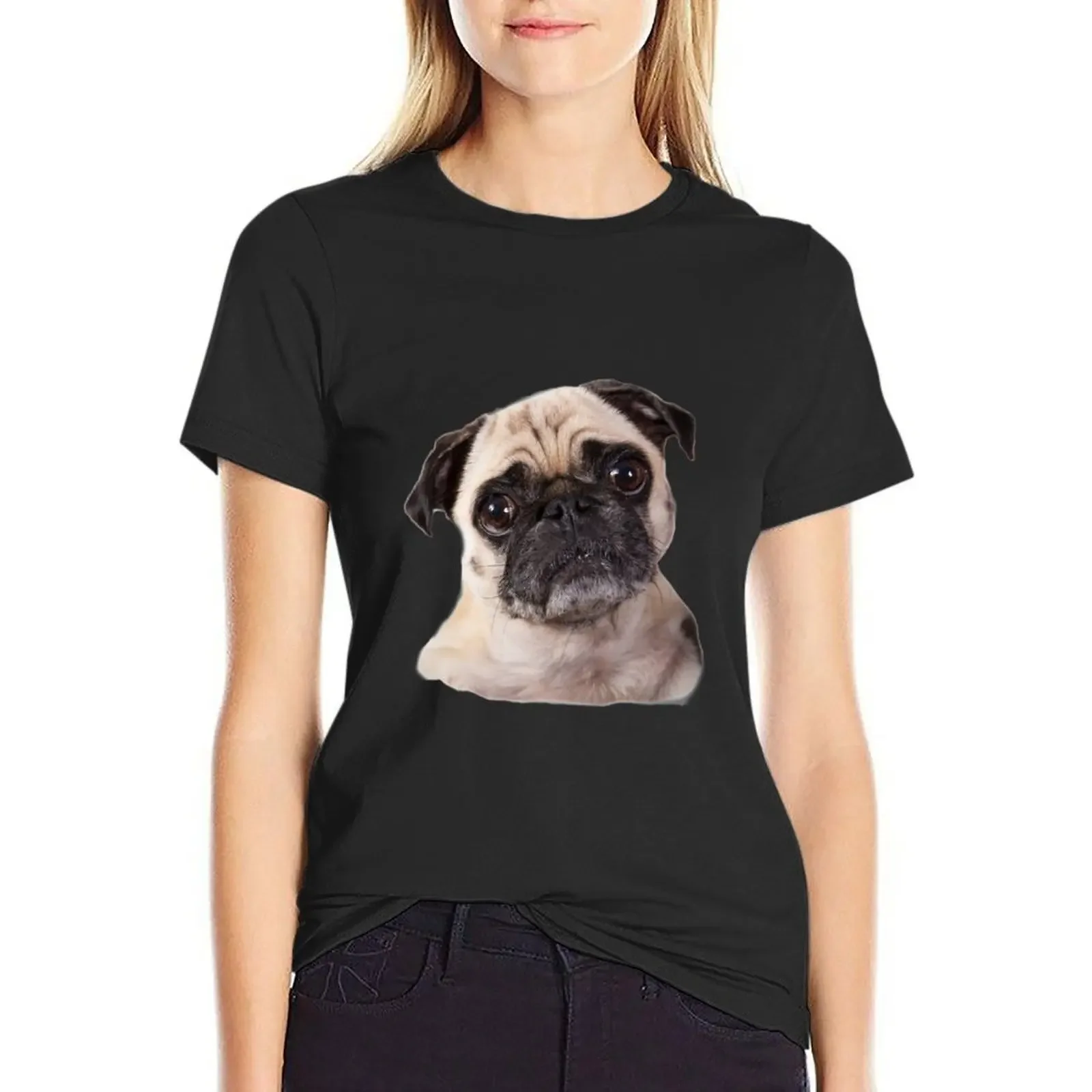 

cute little pug dog T-Shirt blanks oversized kawaii clothes spring clothes Women 2025