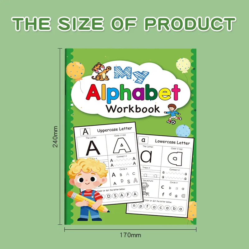 Letters A-Z Alphabet Phonics Practice Workbook Preschool Learning English Language Kindergarten Writing Coloring Book Montessori