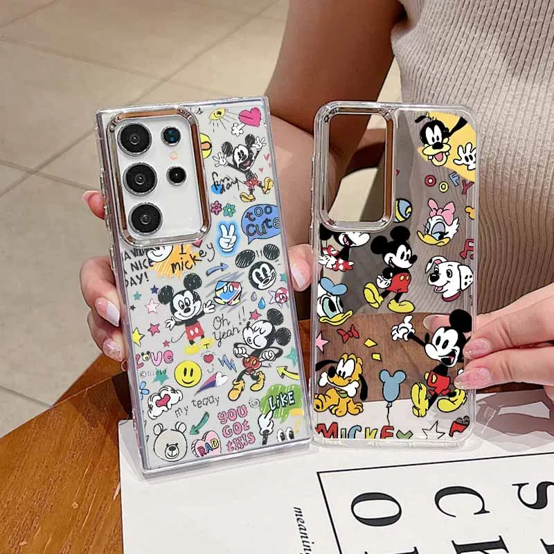 Full Screen Mickey Mouse For Samsung S26 S25 EDGE S24 S23 S22 S21 S20 FE Ultra Plus Transparent Soft Cover Silicone Phone Case
