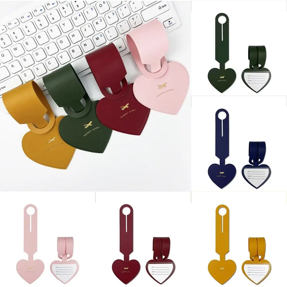 

Airplane Suitcase Tag Love Shape PU Luggage Tag Travel Accessories Boarding Pass Baggage Name Tags Address Label
