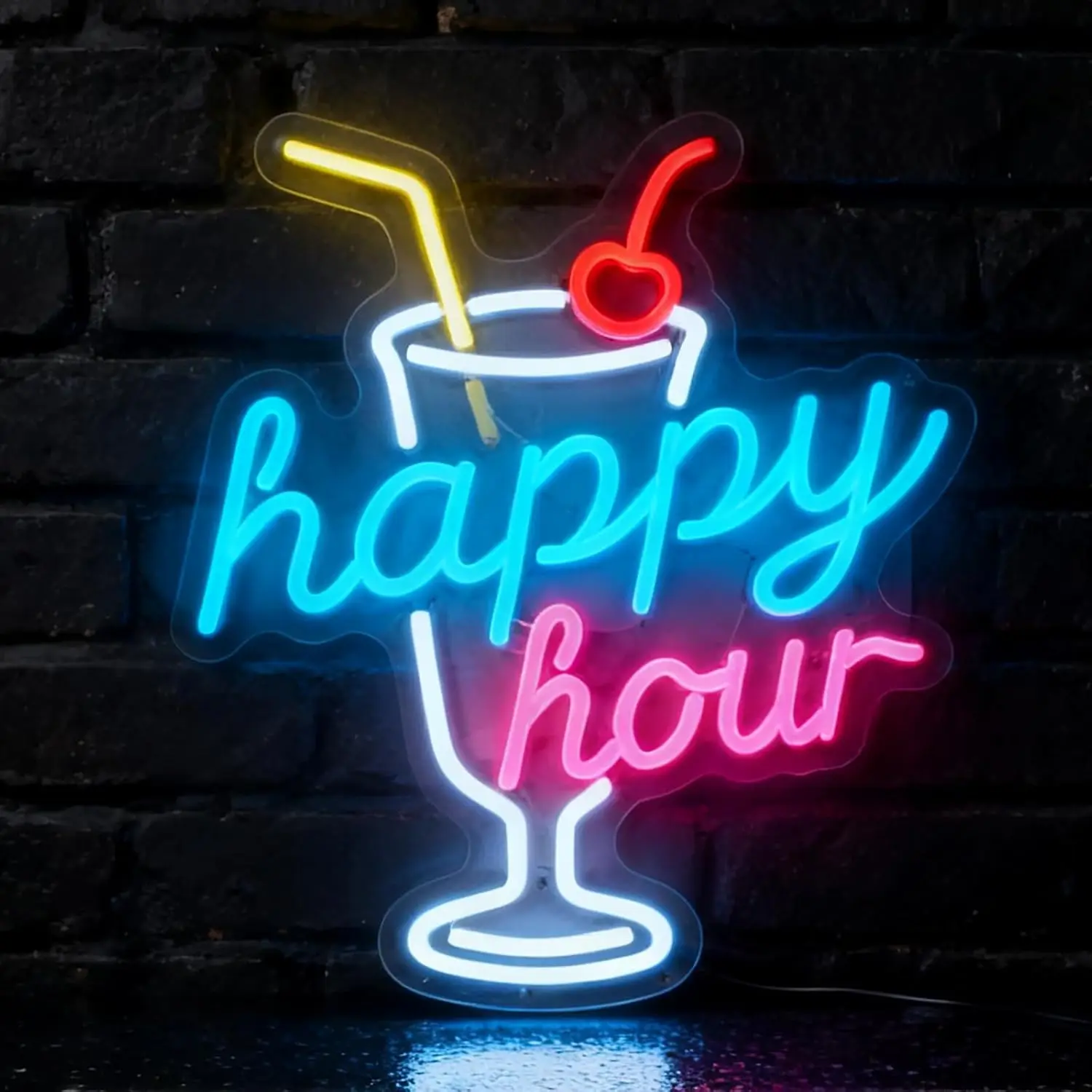 

Happy Hour Neon Sign Business Art Wall Light USB LED Neon Light for Restaurant Cafe Shop Party Beer Club Bedroom Decoration Gift