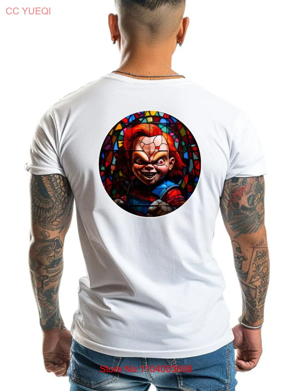 NEW Art Society STAINED GLASS CHUCKY GOOD GUY DOLL F/B WHITE Tee Shirt S-5XLARGE