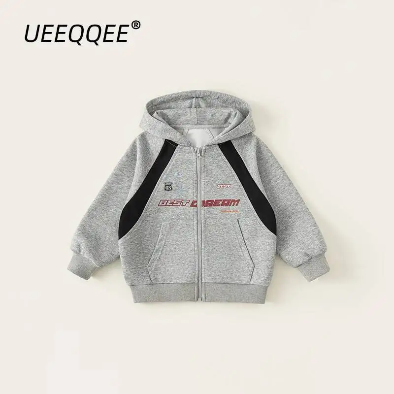 

Spring Autumn Children Hoodies 5-14Y Boys Patchwork Zipper Hooded Sweatshirts Coats Korean Tops Preteen Outerwear Kids Clothing