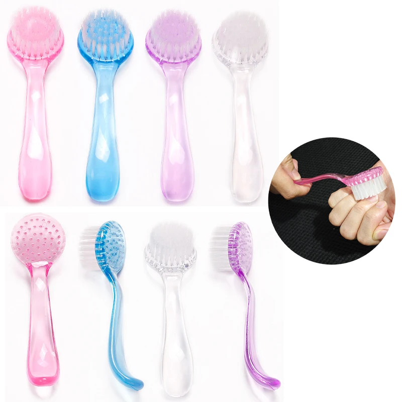 Escova de limpeza de unhas para manicure cabeça redonda salão de beleza escovas acrílicas ferramentas removedor de pó conjunto de escova limpa para meninas