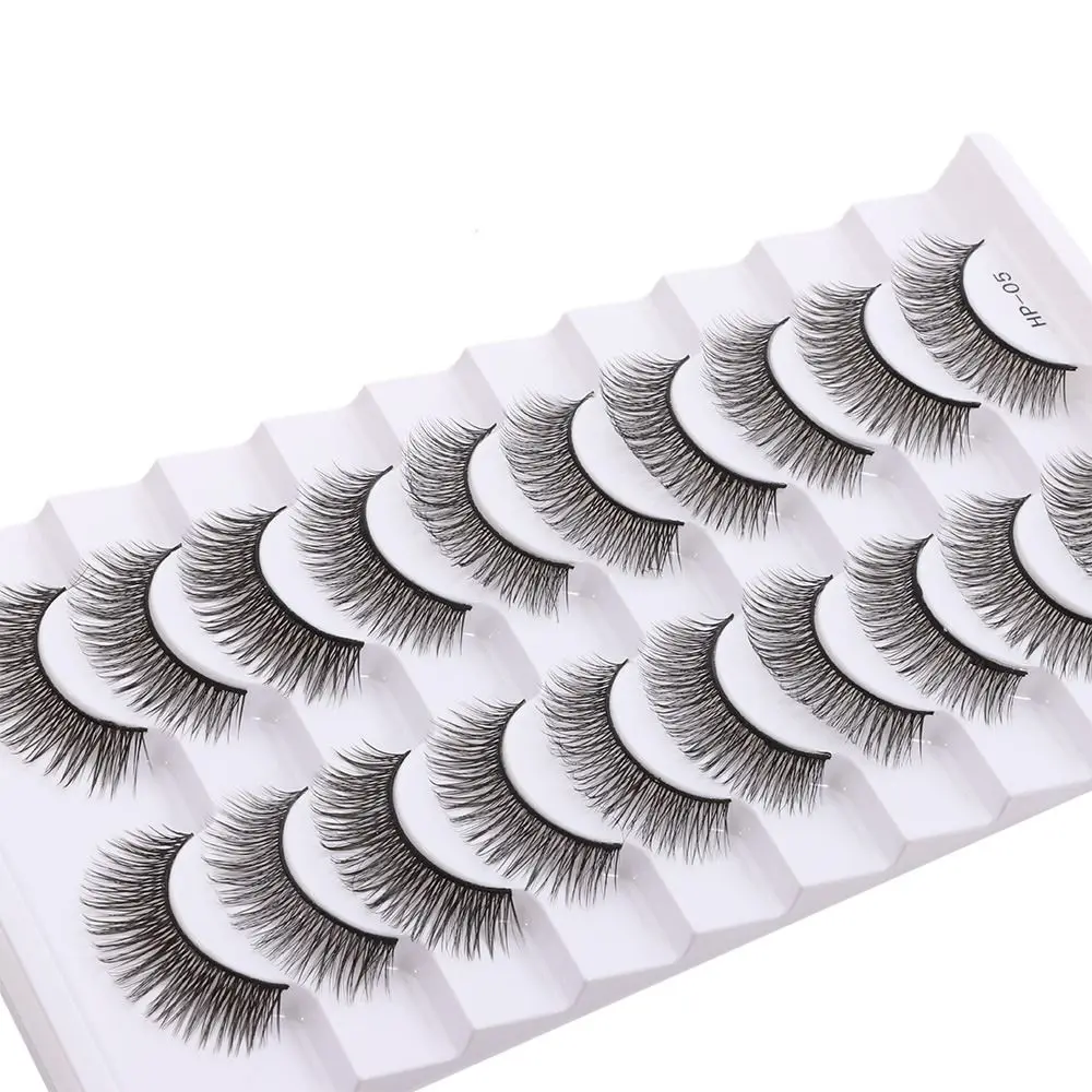10 Pairs Nieuwe Natuurlijke Lange Valse Wimpers Zwarte Stem Pluizige 3D Nertsen Wimpers Zachte Cross Manga Wimpers Wimper Extension