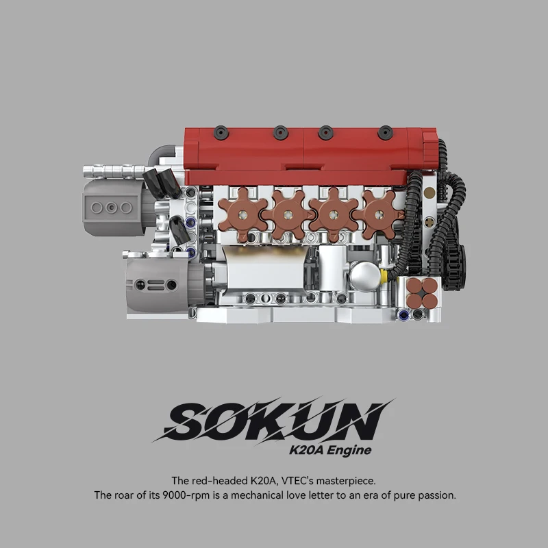 POWERBLOCK 907PCS Inline 4 Cylinder K20A Engine Model Building Blocks Kit Mechanical Assembly Toy Gift Adults/Kid Gift PB8860 - view 6