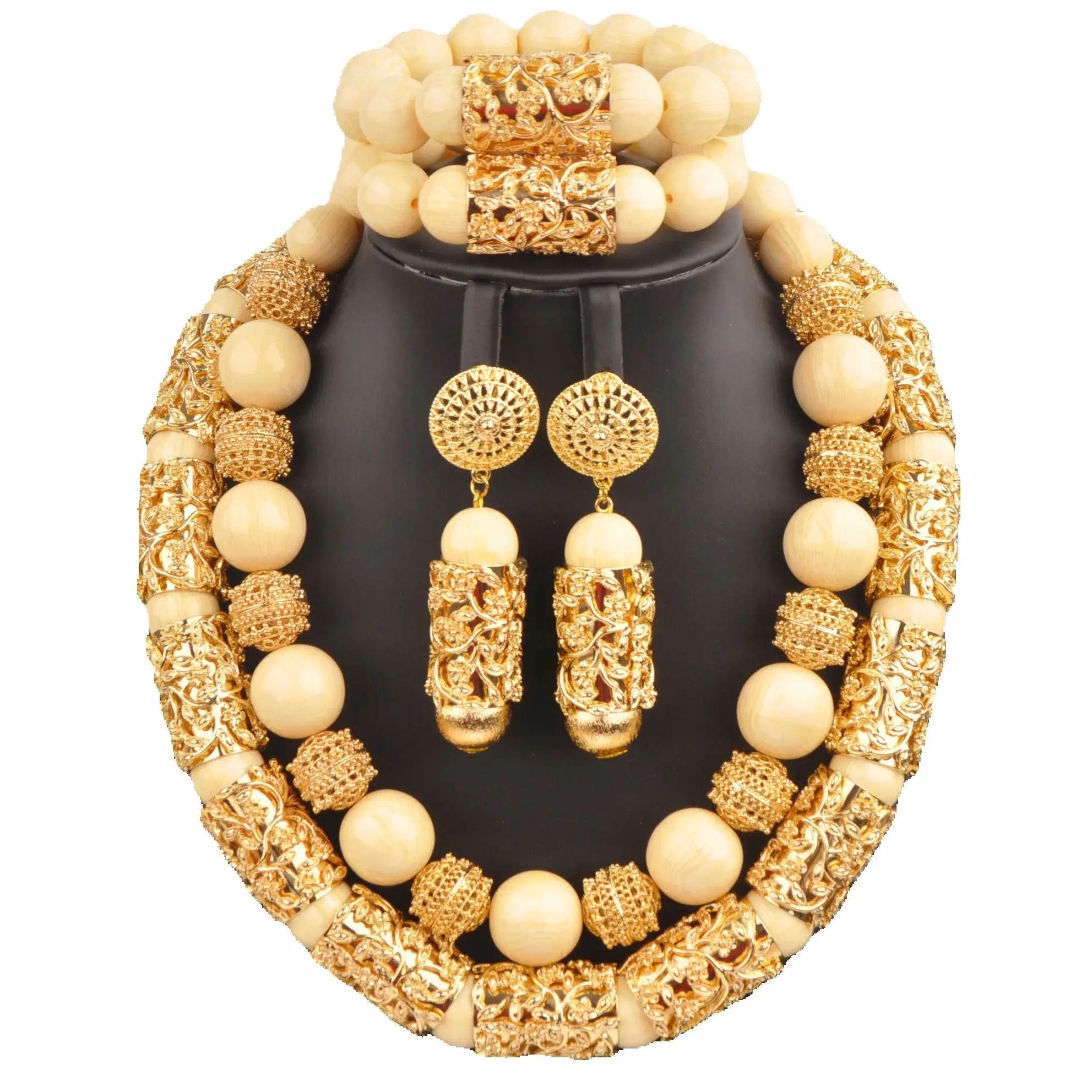 

Nigerian Wedding African Beads, White Artificial Coral Jewelry Sets