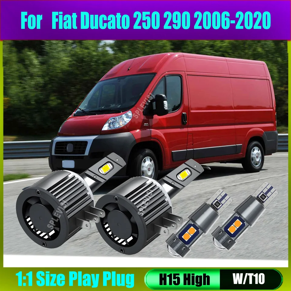 12v 36000LM H15 LED Headlight Bulb DRL Lights Ultra High Performance For Fiat Ducato 250 290 2006 2007 2008 2009 2010 2011-2020