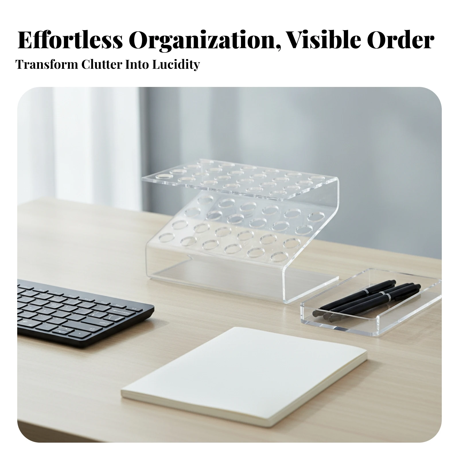 Eyebrow Pencil Holder Transparent Acrylic Pen Rack Clear Pen Display Glossy