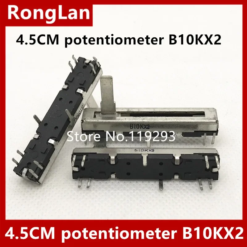 CT670 Electronic Organ Synthesizer Black 4.5 cm 45MM Long Double Mixer Fader Potentiometer B10KX2 B10K 15MMC--10PCS