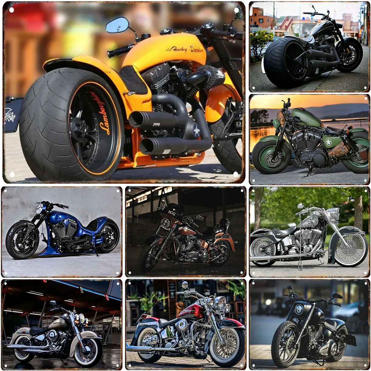 Metal Tin Sign Classic Motorcycle Wall Decoration Plaque Vintage Art Poster Iron Painting for Man Cave Home Cafe Garden Club Bar