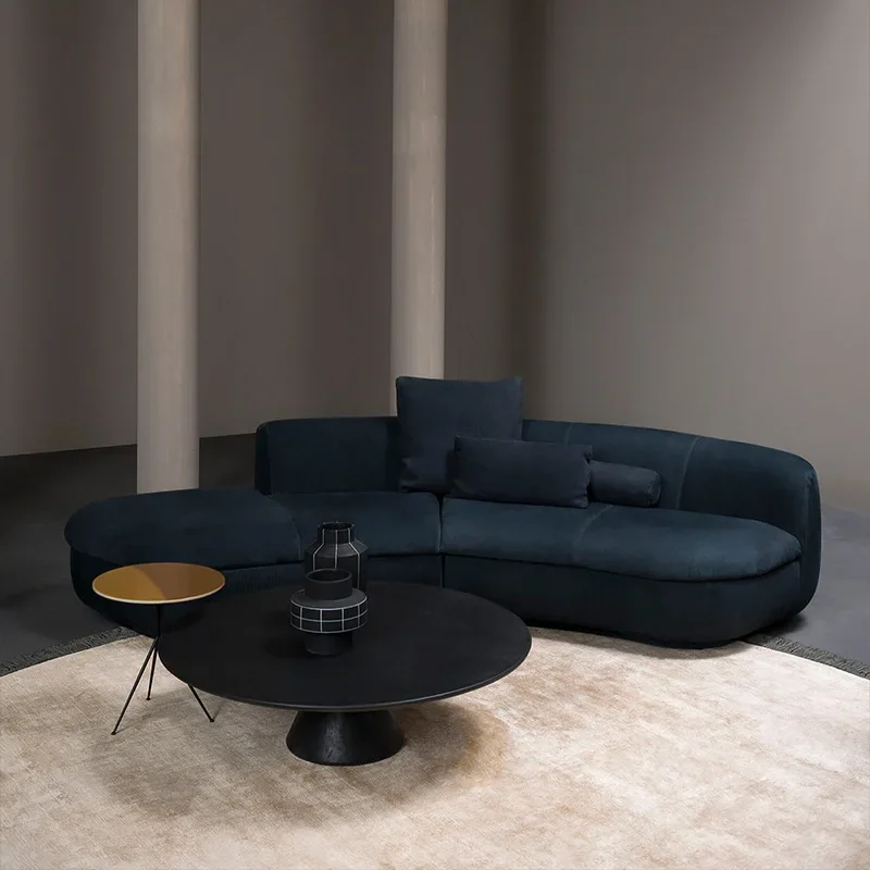 Italian minimalist fully frosted cowhide PIAF curved sofa