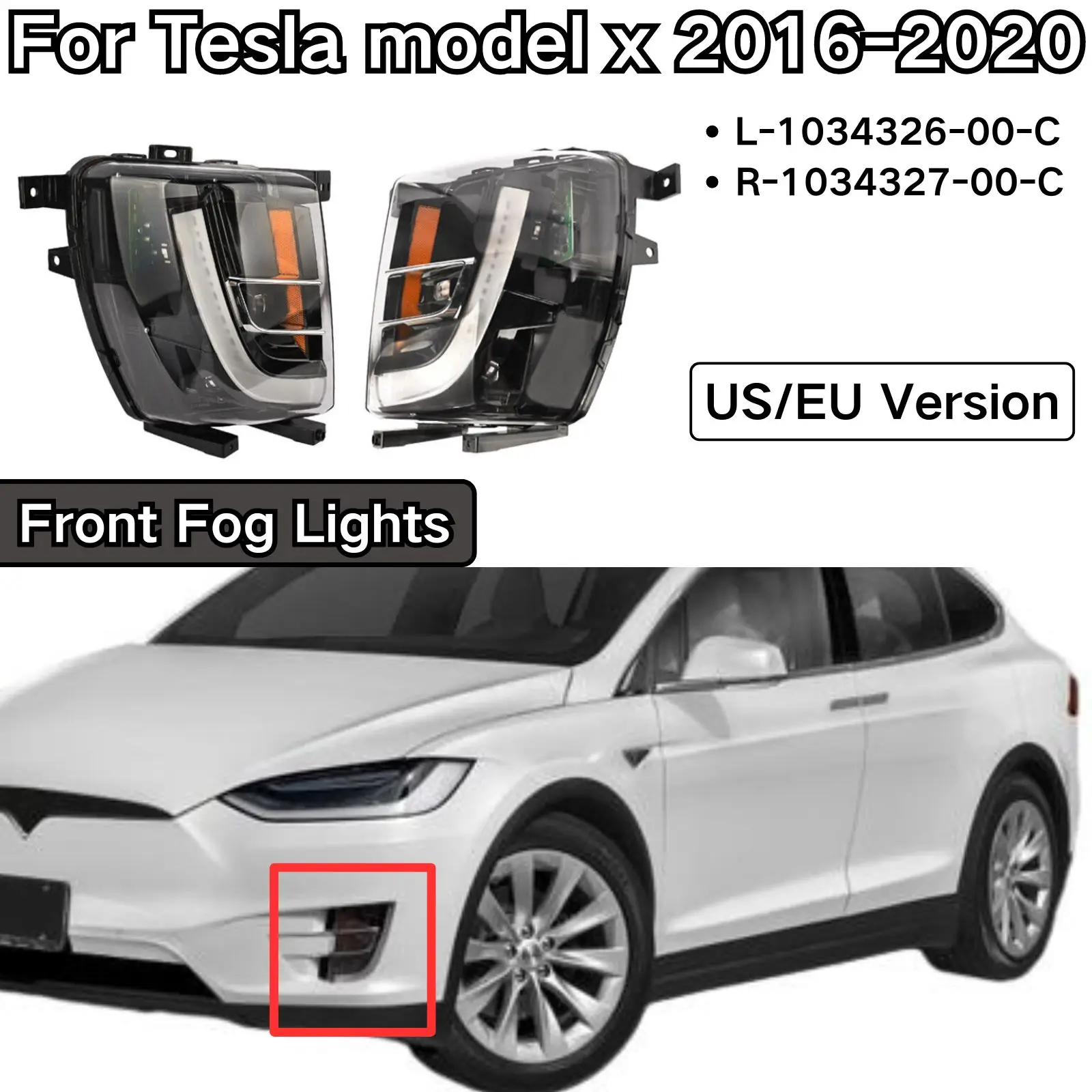 For Tesla model X 2016-2020 Front Fog Lights Body Kit Passenger Turn Signal Left Right  Accessories L1034326-00-C R1034327-00-C