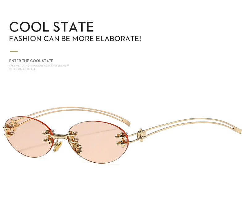 Koreanische Mode-Stil Sonnenbrille für Frauen Ovale Form Randlose Designer Sonnenbrille Frauen Campus Stil Weibliche Sonnenbrille – Detail 6