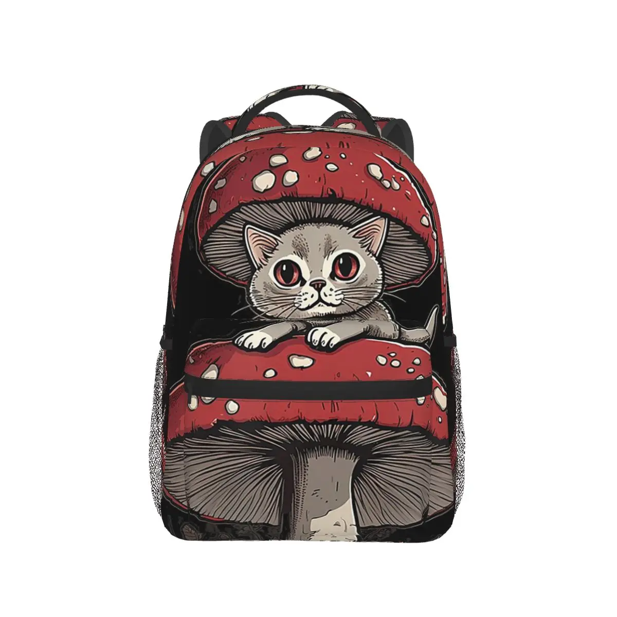 

Cartoon Mushroom Cat Design Backpack Hot Sale Daypack Large Capacity Kids BookBag School Bag Shoulder Bags for Men Women