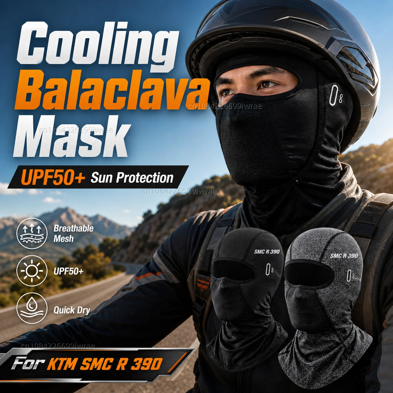 

Cooling Motorcycle Balaclava Mask UPF50+ UV Protection Breathable Face Cover Summer For KTM 125 SMC R 390 SMC R 2025 2026