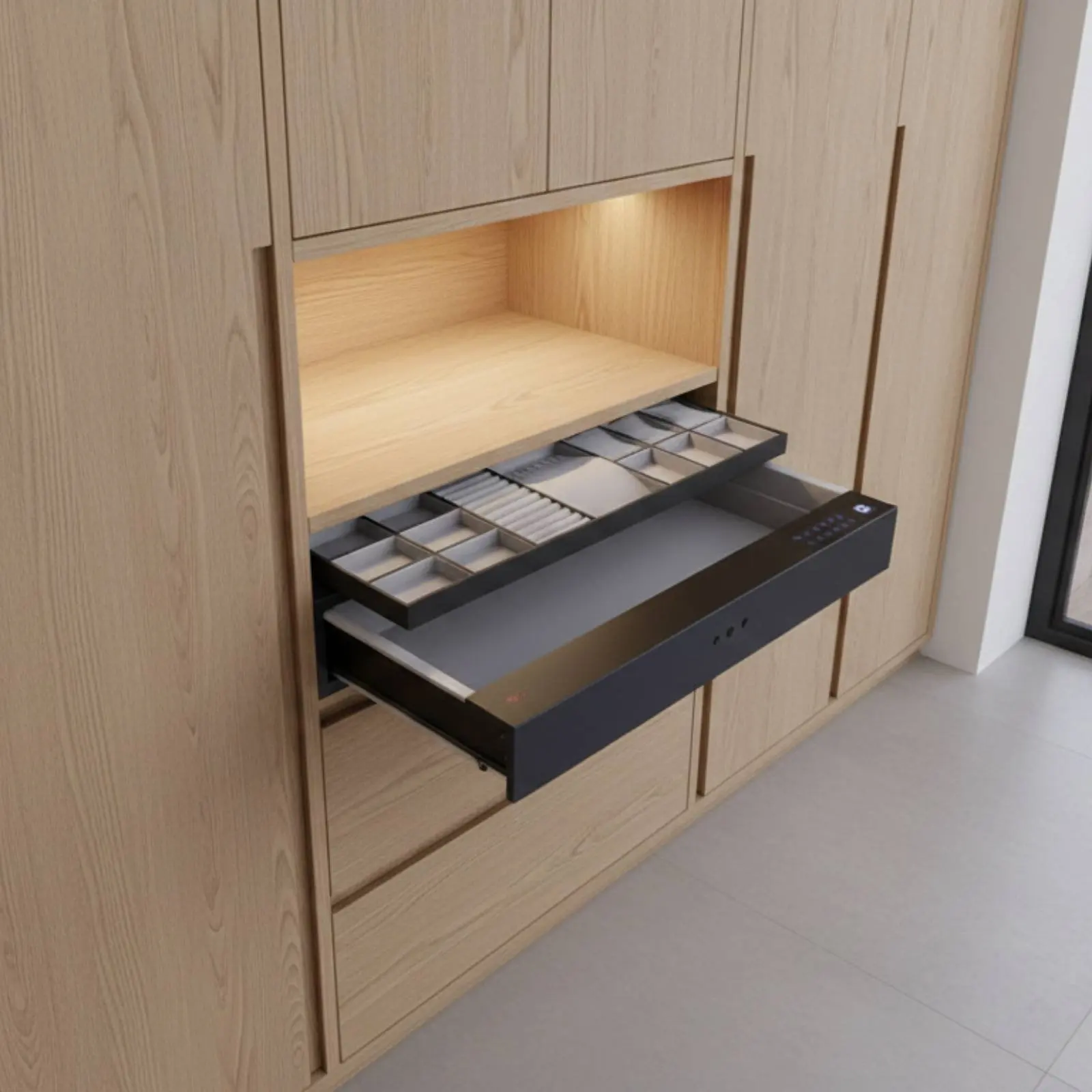 

Biometric Drawer Safe All Steel Password Drawer Safe Security Storage Anti-Theft Lock Box Pry-Resistant Door for Bedside Table