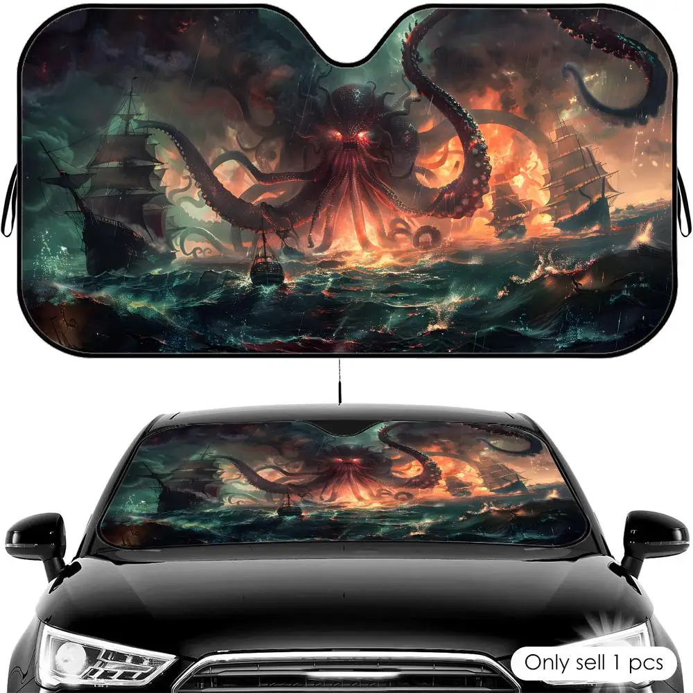 Cthulhu Mythos Gothic Sun Visor Foldable Universal Car Windshield Sun Shade UV Protection Heat Insulation Foldable Cover