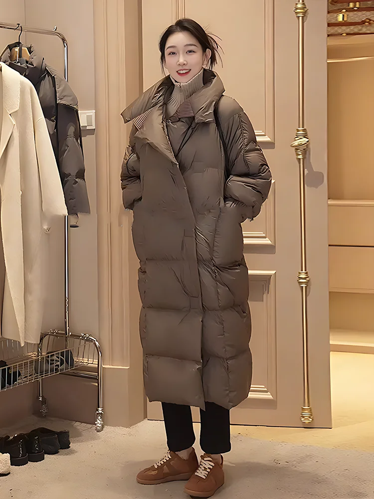 

Новая модная универсальная утепленная женская пуховая куртка с большим воротником и флисовой подкладкой, трендовая модель 2025 года