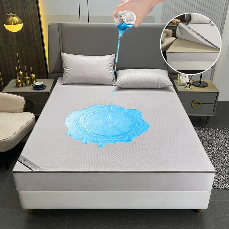 Six Sides Waterproof Zippered Mattress Cover (Customized Any Size) Fully Enclosed Dust-prood Bed Fitted Sheet Mattress Protector