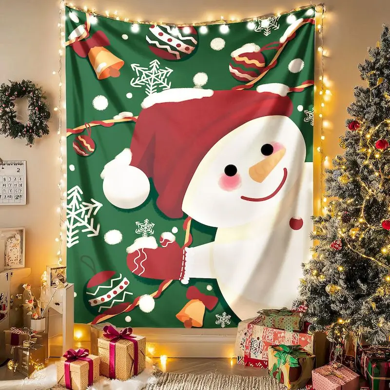VIKAMA Snowman Ginger Deer Tapestry Wall Hanging, 6 Designs, Wall Decor for Bedroom Living Room Dorm