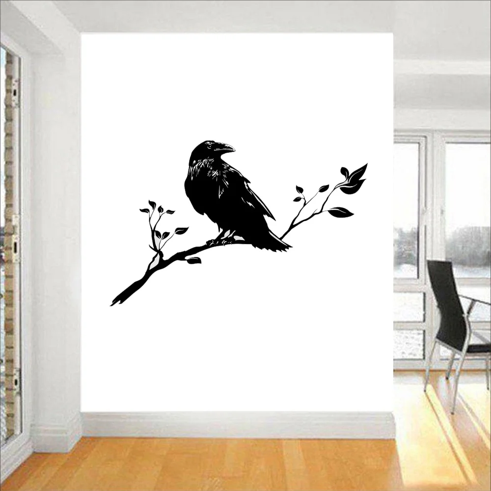 

Vinyl Large Bird Raven Tree Branch Wall Decal Bedroom Living Room Landscape Animal Wildlife Woodland Wall Sticker Kids Room